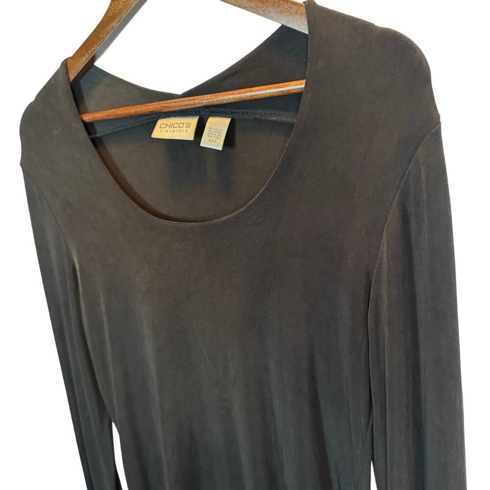 Chico’s Travelers Women’s 0 Slinky Stretch Blouse Black Wrinkle-Resistant Travel